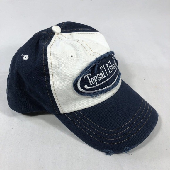 TOPSAIL ISLAND HAT CAP SUN & BEACH ADJUSTABLE DISTRESSED ONE SIZE FITS MOST OSFM - Picture 4 of 14